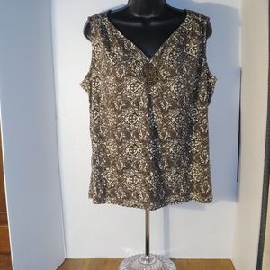 St. John's Bay Brown and White Tank Top